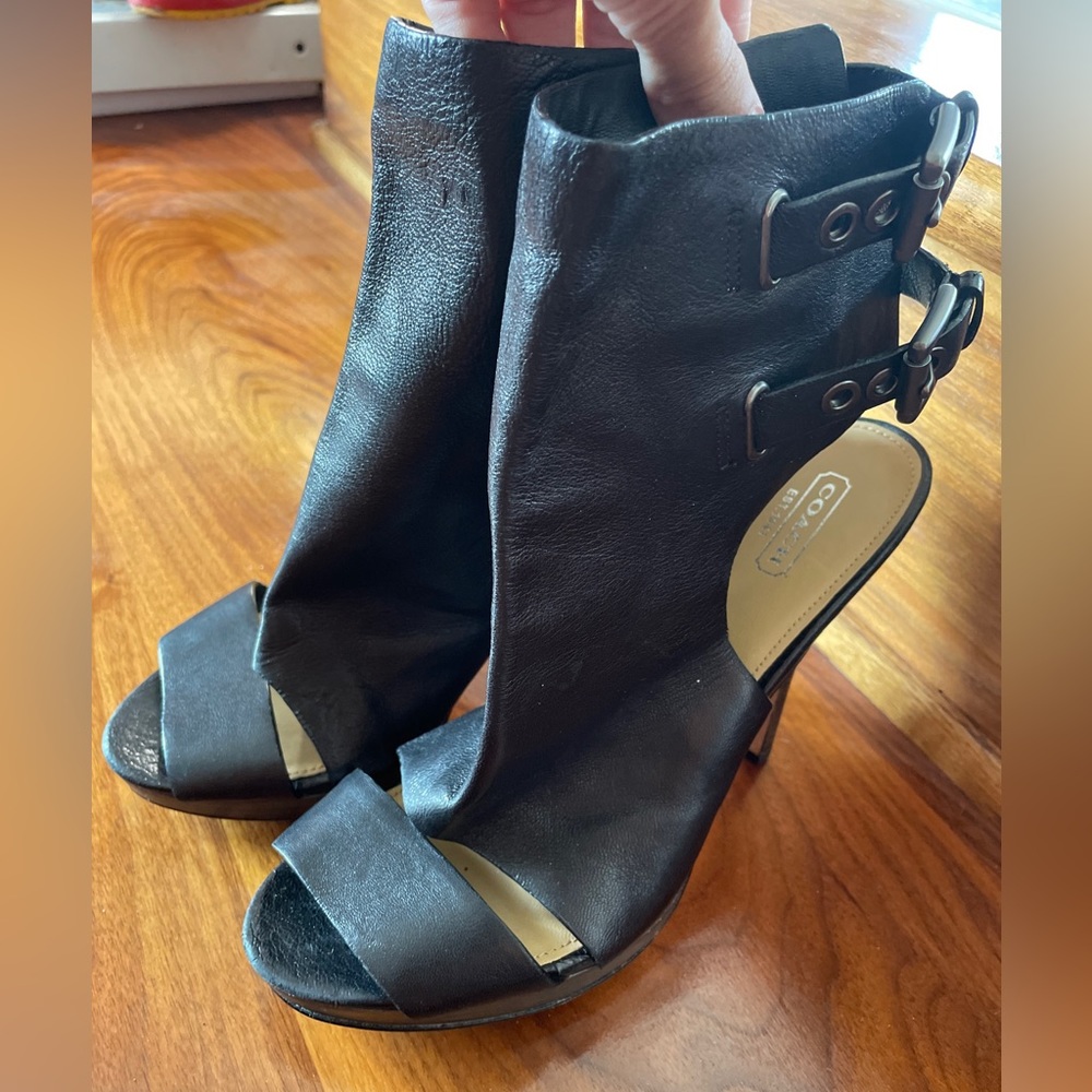 Coach Analeigh High Heel Open Toe Women Shoes Size US 9 Black
